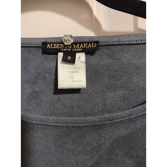 Alberto Makali Dark Gray Laser-Cut Poncho Wing Sleeve Faux Suede Top - Picture 10 of 10